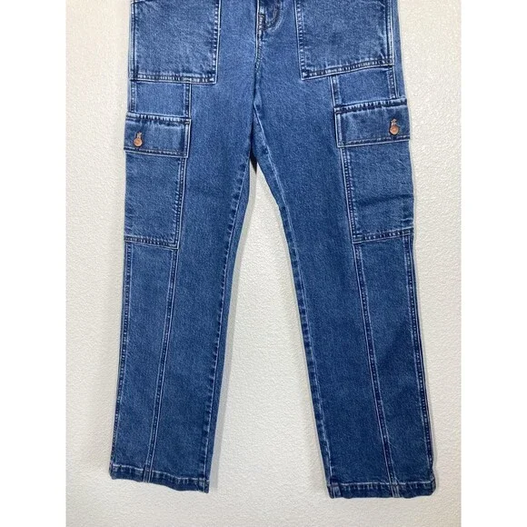 Madewell Jeans Womens 27 Blue 90s Straight Cargo High Rise Utility Denim Pockets - Picture 5 of 16